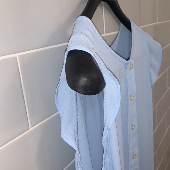 Pale Blue Flutter Sleeve LOFT Blouse - Picture 7 of 14